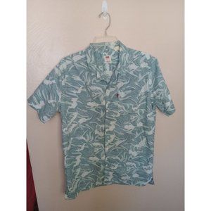 Levi's Men's Green Abstract Print Short Sleeve Button Down Size Small